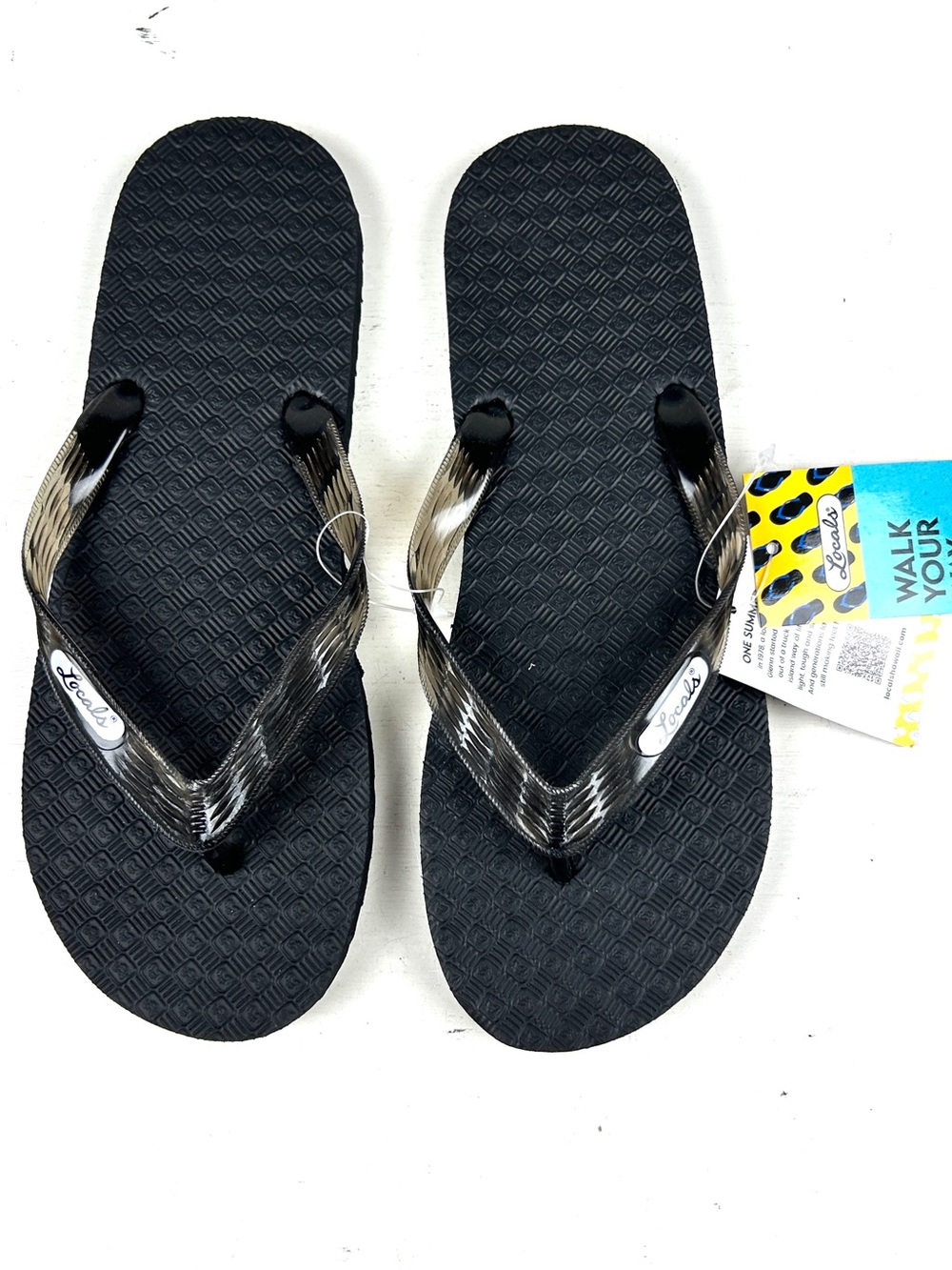 Locals Original 1350 Flip Flops Hawaiian Sandals Size 12 Black NWT
